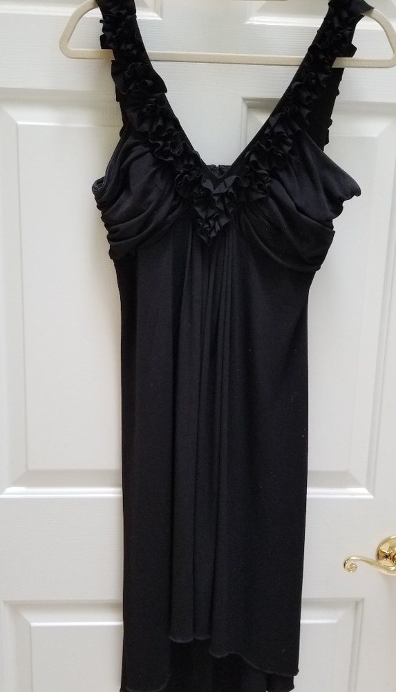 Ruffle halter black dress